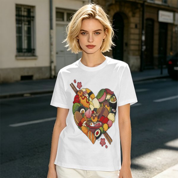 Olive T-Shirt With Heart Shaped Sushi Food Art Print