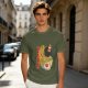 Olive T-Shirt With Ramen Bowl Graphic and Vertical Text Print