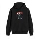 Black hoodie with a black cat holding coffee and caffeine text print