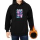 Black hoodie with cute anime-style graphic print