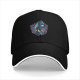 Black baseball cap with neon gothic fantasy graphic print