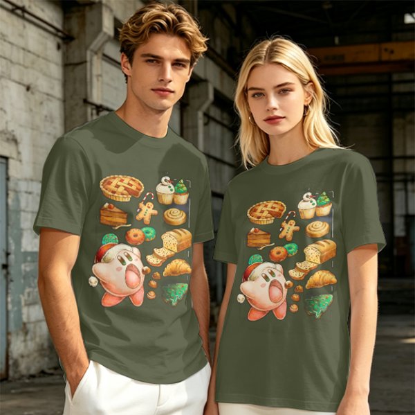 Kirby Christmas Pastry Graphic Tee For Holiday Food Lovers