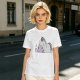 Olive green t-shirt with a chubby unicorn holding a steaming coffee cup