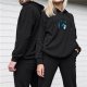 Black Hoodie With Blue Alien Graphic Print
