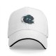 Black Baseball Cap With Glowing Blue Dragon And Sword Print