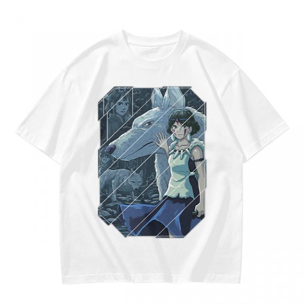 Olive T-Shirt Featuring Princess Mononoke Wolf Artwork