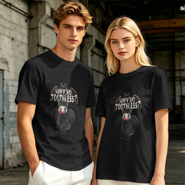 Olive T-Shirt With Why So Toothless? Batman Dragon Print