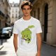 Olive Green T-Shirt With Sad Cartoon Cabbage Graphic