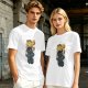 Olive T-shirt with Astronaut Cat 'I'm Just Here For The Milk' Print
