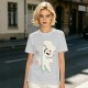 Olive T-Shirt With Angry Fluffy White Creature Swatting At Bee Print