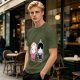 Olive T-Shirt with Chibi Wednesday Addams and Enid Sinclair Print