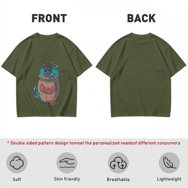 Olive T-Shirt With Cookie Monster Cookie Jar Graphic