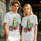 Olive T-Shirt with Cartoon Avocado Globe Travel Print