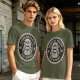 Olive T-shirt with 'Cause of Death No Kisses' Skeleton Graphic