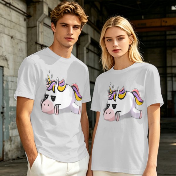 Olive T-Shirt With Grumpy Unicorn Graphic Print