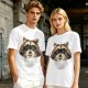 Olive Green T-Shirt With Smiling Raccoon Graphic Print