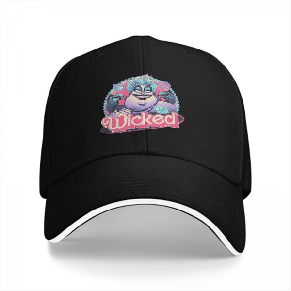 Black Baseball Cap With Ursula Wicked Villain Graphic