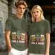 Olive green Christmas beer graphic t-shirt with 'FOR A BEER!' text