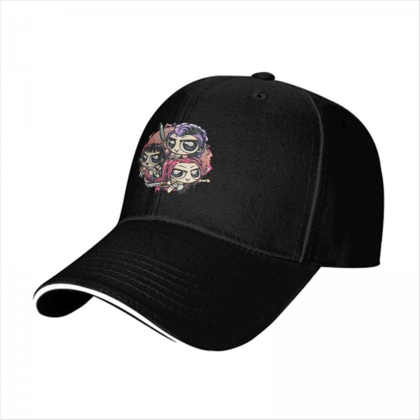 Black Baseball Cap With Chibi Warrior Girls Graphic Print