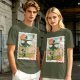 Howl's Moving Castle Stamp Graphic Olive T-Shirt