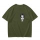 Oversized Olive T-Shirt With Wednesday Addams Portrait Print