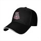 Black baseball cap with raccoon graphic and 'Sorry for the weird vibes I'm sober' text