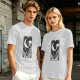 Olive t-shirt with The Moon tarot card skeleton and crescent moon print