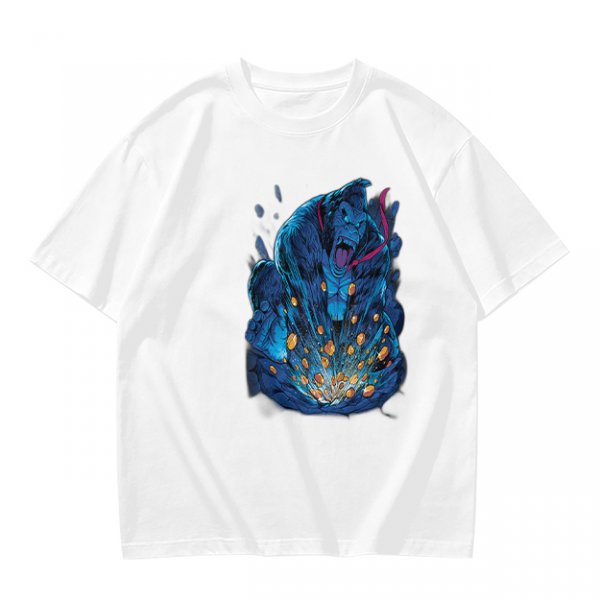 Olive T-Shirt With Blue Fantasy Monster Graphic Print