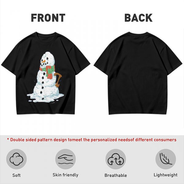 Olive T-Shirt With Melting Snowman Christmas Print