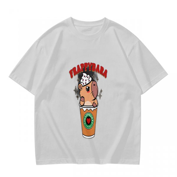 Olive T-Shirt With Capybara Frappuccino Graphic Print