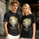 Olive Green T-Shirt With Glowing Tree Reflection Art