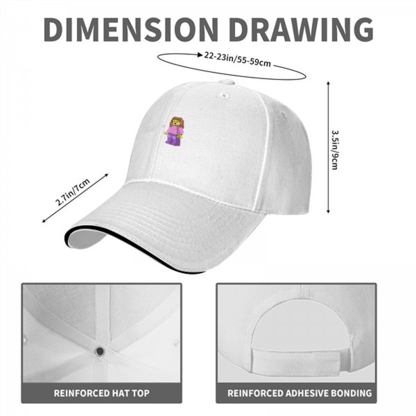 Black Baseball Cap with Lego Girl Minifigure Graphic