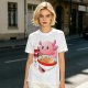 Olive T-Shirt Featuring a Cute Pink Axolotl Eating Ramen