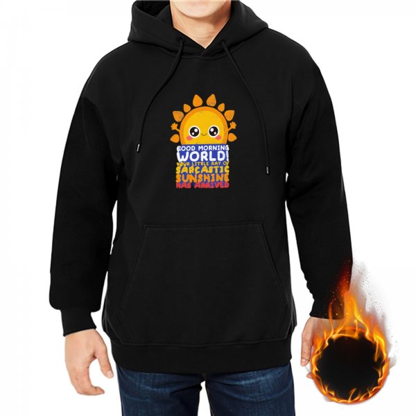 Good Morning World Sarcastic Sunshine Black Hoodie
