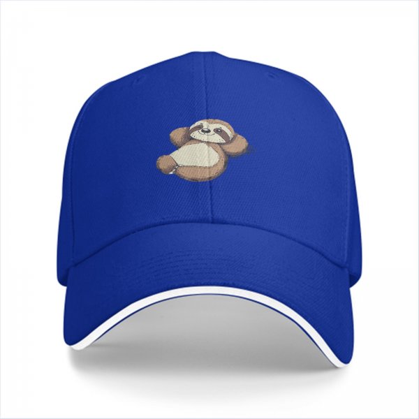 Black Baseball Cap With Cute Relaxed Sloth Graphic