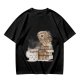 Owl on coffee books and caffeine mug graphic t-shirt