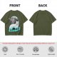 Olive T-Shirt With Wolf Warrior And Moon Forest Art Print