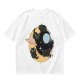 Olive T-Shirt With Black Cats On Crescent Moon Space Print