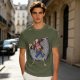 Olive T-Shirt with Monkey D Luffy Breaking Through Brick Wall Art
