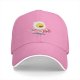 Black Baseball Cap with Smiling Fried Egg and Bacon Print