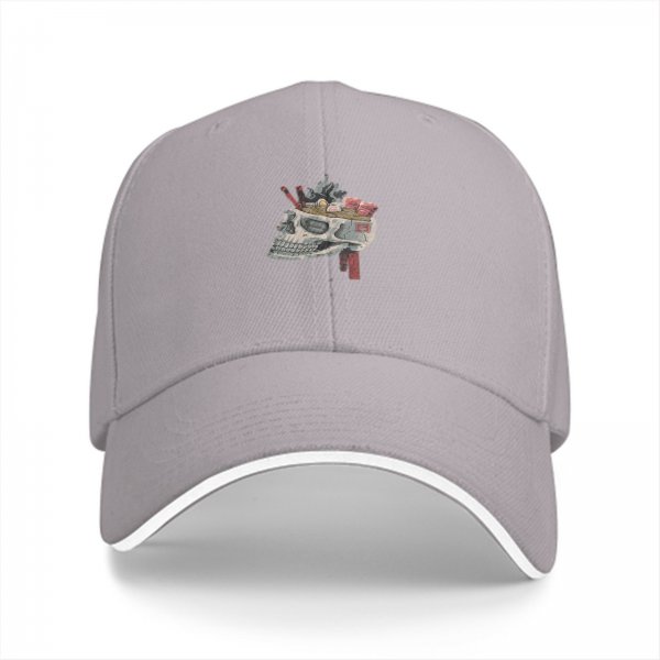 Black Baseball Cap With Skull Sushi Art Print