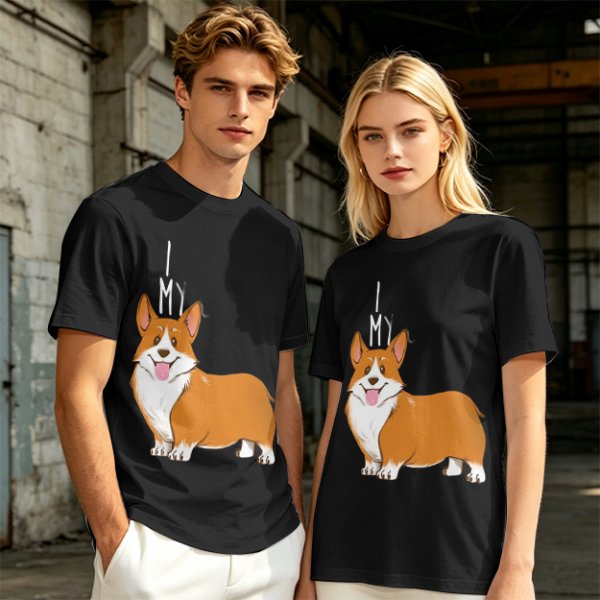 Olive Green T-Shirt With I Love My Corgi Graphic Print