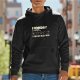 Black hoodie with 'Monday Would Not Recommend' star rating print