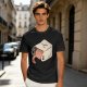 Olive T-Shirt With Whimsical Cat Mug Graphic Print