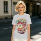 Olive t-shirt with spooky skull bubble tea graphic and Japanese text