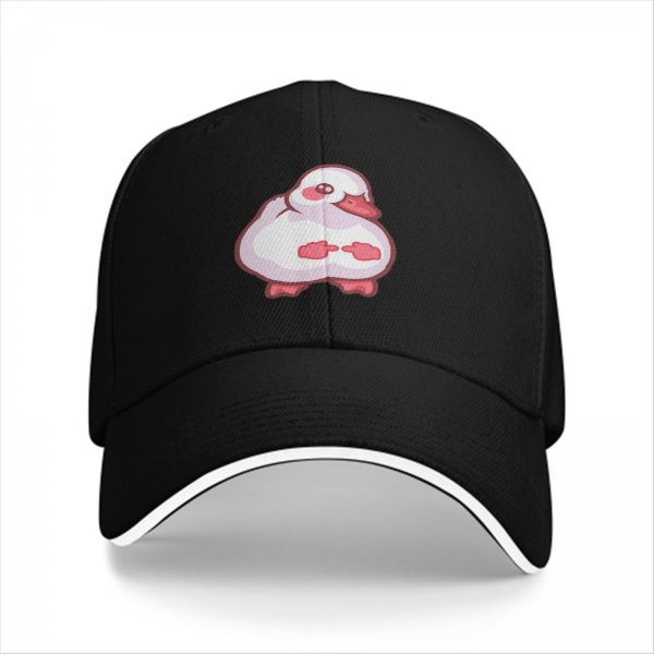 Black Baseball Cap With Cute Chubby Duck Graphic Design
