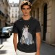 Olive T-shirt with whimsical forest spirit and children graphic print