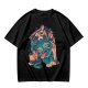 Olive T-Shirt With Girls On A Teal Tiger Graphic Print