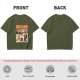 Olive green t-shirt with Yellow Fiction Simpson-style Pulp Fiction dance print