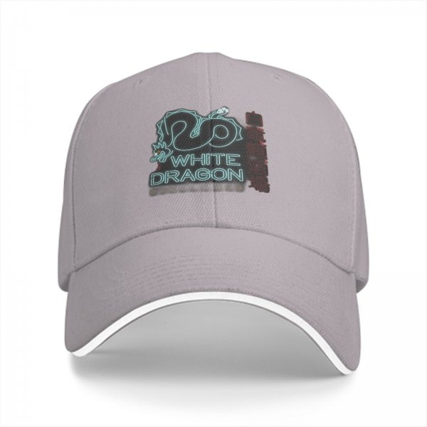 Black baseball cap with White Dragon neon style graphic print